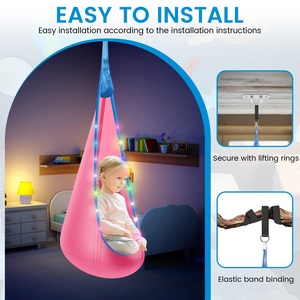 Columpio con Luz LED para Niños, Interior/Exterior, Silla Colgante de Nailon, Hamaca con Cojín Inflable y Luz LED para Camping - Product Image 5