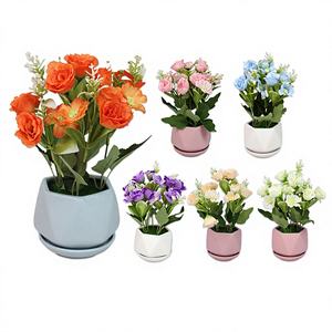 สูง10 "ต้นไม้กระถางดอกเบญจมาศจำลองขนาดเล็ก12ชิ้น/วันวาเลนไทน์วันขอบคุณพระเจ้าวันสำเร็จการศึกษาคุณแม่ดอกบัวสูง - Product Image 1