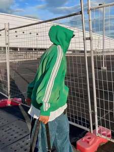 OEM Wholesale High Quality <b>Men's</b> Striped Hoodies Heavyweight Design <b>Men</b> Acid Wash Distressed <b>Hoodie</b> for <b>Men</b> - Product Image 5