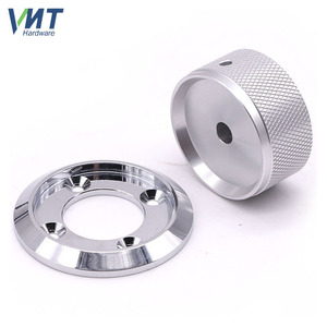 Tapa de perilla metálica VMT para interruptor de control de volumen de guitarra eléctrica y bajo, mecanizada por CNC con superficie moleteada y anillo de montaje - Product Image 1
