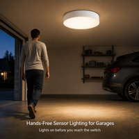 Lampu LED Sensor Gerak Luar Ruangan P3201-MS, Lampu Plafon 21W, Rating IP65, 2700K Putih Hangat, Pemasangan di Permukaan, Pencahayaan Modern