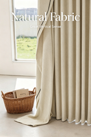 SA0367 Rideaux occultants modernes style simple en tissu blanc cassé double face en coton et lin pour fenêtres