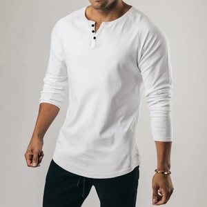เสื้อเชิ้ตเฮนลีย์วินเทจ แขนยาว สีพื้น สำหรับเล่นกีฬา ออกกำลังกาย เนื้อผ้าฝ้ายแท้ ยืดหยุ่น บางเบา คอกลม แห้งเร็ว - Product Image 2