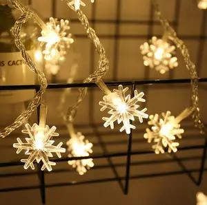 Guirlande lumineuse flocons de neige à lumière LED, USB, pour décoration de noël