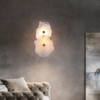 Applique murale LED de luxe transfrontalière en marbre et cuivre, design postmoderne haut de gamme, simple, pour chevet, chambre et salon