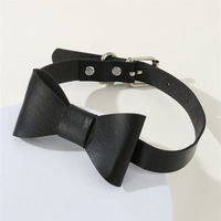 Kalung Choker Kulit Hitam NZ-66 Grosir Fashion Wanita Seksi untuk Pesta Malam, Model Pendek dengan Hiasan Pita dan Dapat Disesuaikan