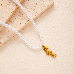 Collar con Colgante de Acero Inoxidable con Forma de Estrella de Mar y Tortuga, Estilo Marino, con Perlas Simuladas, Ideal para Vacaciones en la Playa - Product Image 4