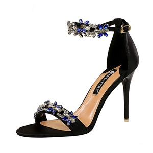 Zapatos de Tacón Alto de Boda para Mujer, de Alta Calidad, Clásicos, con Lentejuelas Brillantes, de Una Sola Correa, Tacón de Aguja de 8 cm, Punta Abierta, para Verano y Otoño - Product Image 2