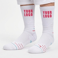 Chaussettes de sport personnalisées pour le basketball, chaussettes mi-hautes pour hommes, respirantes, en coton tricoté, chaussettes de sport professionnelles pour la course à pied