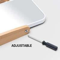 Miroir de maquillage portable rotatif de style moderne personnalisé de petite taille, haute définition, pour bureau, avec support en bois