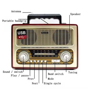 Radio rétro Vofull BT AM/FM/SW + lecteur USB/SD | 1200mAh Li-ion & AC/DC/4xD Charging All-in-One - Product Image 2