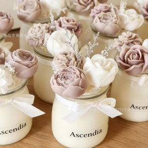 Velas Aromáticas en Frascos de Vidrio, Velas Románticas, Elegantes Mini Velas Decorativas con Flores para Decoración del Hogar - Product Image 4