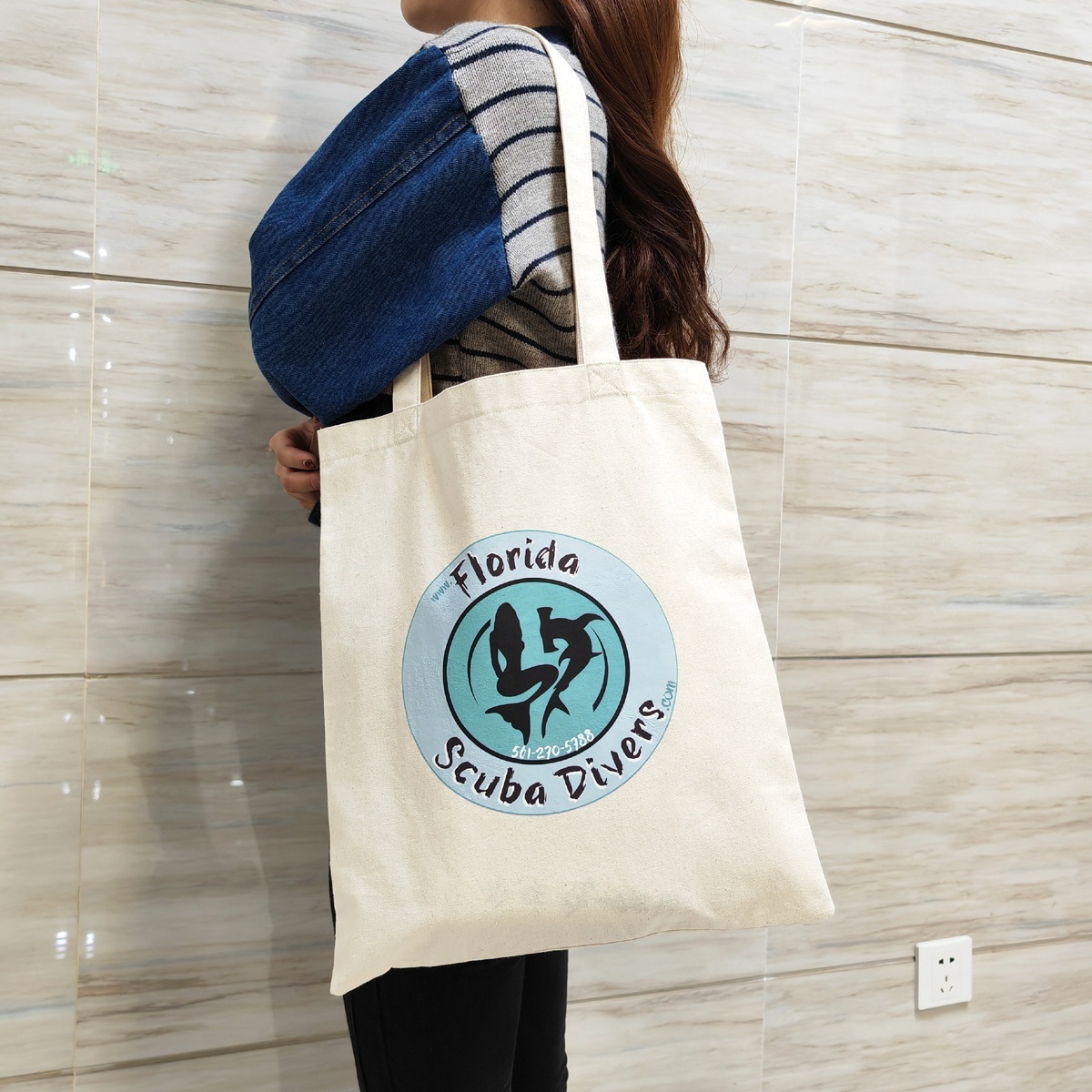 Custom Logo Size Printing Rrcycled Calico Cotton Canvas Shopping Bag Organic Grocery Cotton Tote Bag