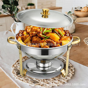 Набор для подогрева пищи из нержавеющей стали с золотым покрытием, круглый, с термоизоляцией, для фуршета, для трансграничной торговли - Product Image 2