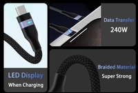 Haute qualité PD 240W 60W USB C vers USB C LED câble tressé en Nylon rapide 48V 5A câble de chargeur USB-C pour Samsung iPhone ordinateur portable Kable