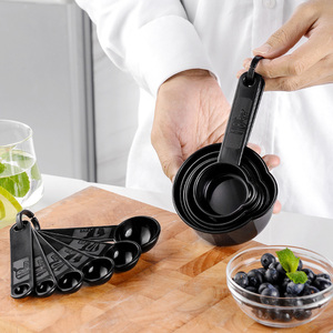 11-Mảnh Bền Dễ Dàng Làm Sạch Rõ Ràng Quy Mô Cống Cổng Màu Đen Màu Xám Nướng Đo Cup Thìa Đặt Cấp Thực Phẩm Nhựa Cho Nướng Bánh - Product Image 3