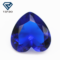 Pierre de verre synthétique en forme de cœur, coupe en diamant, spinelle, cristal bleu, pierres précieuses en vrac