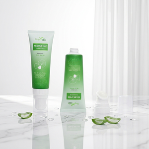 Tube souple vert dégradé en PE avec impression personnalisée d'herbes, avec applicateur brosse en silicone pour nettoyant visage - Product Image 5