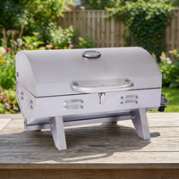 Cuisinière à gaz naturel avec four et grill, en acier inoxydable, sur chariot, hauteur réglable, sécurité des flammes