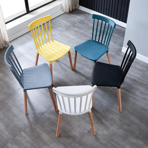 Mili geri tasarım ahşap bacaklar ile klasik yemek sandalyesi yemek odası Cafe için sağlam plastik koltuk zarif vurgu sandalye - Product Image 5