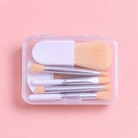 Lot de 6 mini-pinceaux de maquillage portables en poils synthétiques doux pour fond de teint et fard à paupières avec étui de rangement