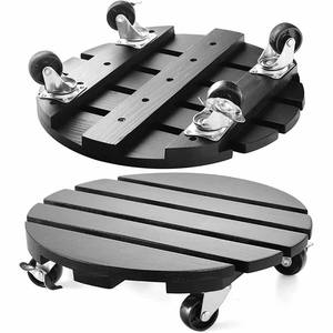 Rouleaux de plantes carrés en bois avec roues pour grandes jardinières et patio Poignées de jardinage en bois Rouleaux de plantes Plateau avec roues - Product Image 5