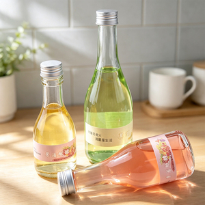 Botella de Vidrio Curvada Multitamaño para <span class=keywords><strong>Vino</strong></span> o Frutas, con Tapa Metálica Plateada, para Elaboración Casera de Bebidas Fermentadas - Product Image 1