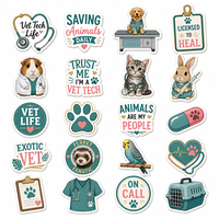 Autocollant en vinyle découpé sur mesure avec logo de dessin animé, impression de logo personnalisé, design animaux vétérinaires, décalcomanie adhésive découpée au laser pour scrapbooking