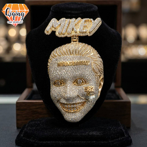 Ciondolo Iced Out personalizzato con testa di Mikey Joker in Moissanite e Argento S925, Gioielli Hip Hop, Supera il test del diamante, Ciondolo a croce Misunderstood - Product Image 1