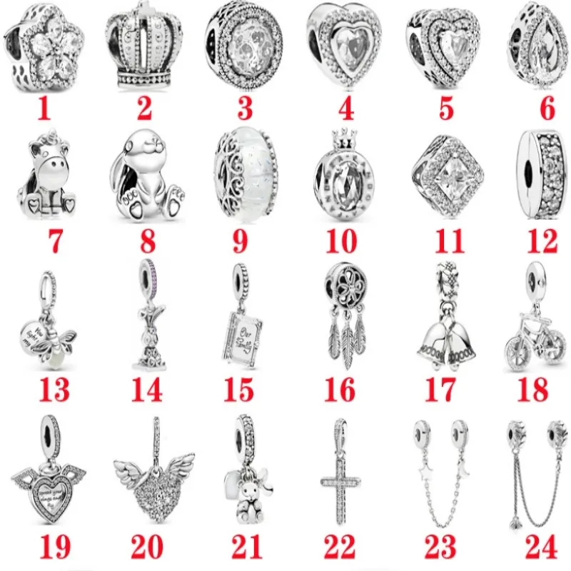 Nuova serie bianca 925 Sterling Silver fai da te Charms perline ciondola moda all'ingrosso braccialetto di fascino braccialetto originale gioielli donna