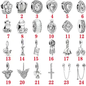 Nova série branca 925 Sterling Silver diy Encantos contas Dangle Moda Atacado Charm Bracelet pulseira original jóias mulheres