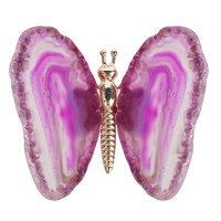 HZ Nouvelle Pierre de Jade Naturelle Sculptée à la Main, Papillon en Agate Noire, Agate Fleurie, pour Cadeau