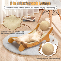 Chaise de plage miniature 3-en-1 pour chats en bois à prix abordable, avec griffoir et hamac