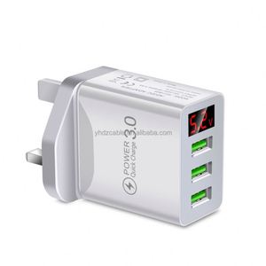 Manufacturer Wholesale 3-Port USB Wall Charger with Digital Display for Fast Charging <b>UK</b> EU US <b>Plug</b> Head - Product Image 1