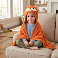 Confort bébé couverture chaude renard poupée super doux bébé unisexe infantile à capuche visage d'animal en peluche orange renard à capuche OEM animal couverture