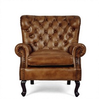 Ensemble de canapés Chesterfield modernes carrés en cuir véritable capitonné marron, fauteuil et siège lounge pour salon et hôtel