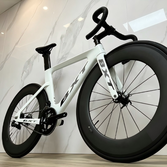 BXT Factory Wholesale Fixie Carbon Sleek  Aero Shaping Wheelset 80mm Low-key Single Speed Track Portable Racing Bicycle
