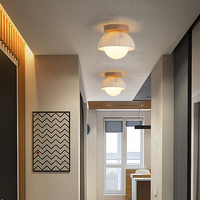 Plafonnier moderne en pierre translucide, luminaire encastré en bois naturel, lampe de plafond pour couloir, entrée, vestiaire
