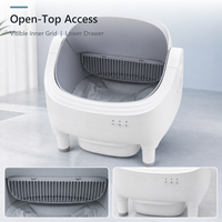 Litière pour chat intelligente avec application WiFi, nettoyage automatique, facile à nettoyer, type rouleau électrique, en plastique, 65L, grande capacité, blanche, contrôle des odeurs