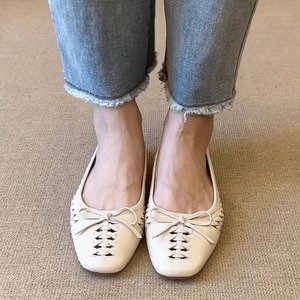 Zapatos planos franceses de cuero genuino suave para mujer, con punta cuadrada, transpirables, con suela suave, para verano, para uso diario - Product Image 4