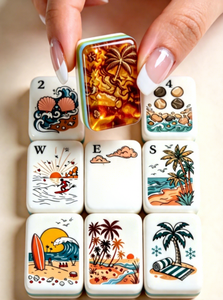 Juego de Mahjong Americano de Plástico con Temática de Playa, en Stock, con Patas Plegables, Fácil de Transportar, para 4 Jugadores - Product Image 3