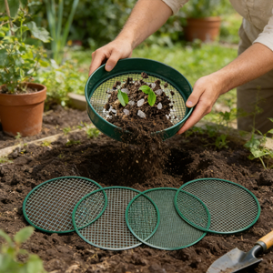 Tamis à terre pour jardin, fourni par l'usine |   Maille interchangeable 3/6/9/12 mm |   Outil de jardinage essentiel pour le sol, la roche et le compost - Product Image 5