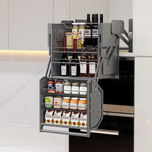 GQK Paniers coulissants à double corps en acier au carbone, dispositif de tirage profond pour armoire suspendue, rangement de cuisine durable - Product Image 6