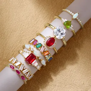 RINNTIN EQR时尚珠宝925纯银蛋白石戒指Colar结婚戒指女性独特设计批发14k镀金戒指
