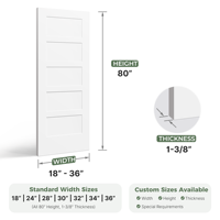Portes intérieures modernes en bois massif de luxe à 5 panneaux de 9 pieds pour chambre à coucher avec cadre