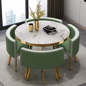 Modern stil yuvarlak beyaz resepsiyon masası sandalye kombinasyonu ev ofis kullanımı için eğlence ve müzakereler - Product Image 5