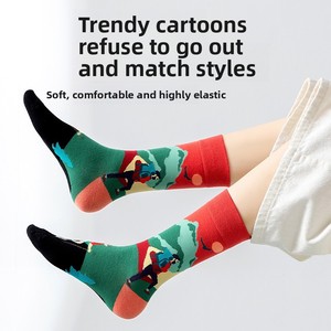 Vớ cotton dài đến giữa bắp chân dành cho nam nữ mùa thu đông, kiểu dáng cá tính, vớ ống dài thời thượng, bán buôn cho thị trường nước ngoài - Product Image 4