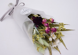 Kits de bouquets de fleurs séchées DIY, tons violets, éryngium et rose préservés, pour la création de cadeaux faits main et l'artisanat - Product Image 3