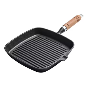 Sartén antiadherente cuadrada <span class=keywords><strong>para</strong></span> barbacoa <span class=keywords><strong>para</strong></span> acampar al aire libre presazonada, sartén de hierro fundido, sartén <span class=keywords><strong>para</strong></span> carne con mango de madera desmontable - Product Image 6