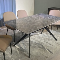 Ensemble de Table à manger en céramique de luxe nordique, classique, moderne, de haute qualité, meubles, Table à manger en fer, base en métal